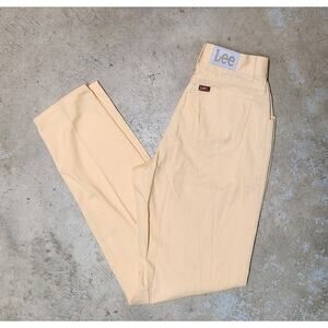 Vintage Pleated Lee Cotton Pants Yellow Women's Sz 5 / 25 x 32.5 Made in USA